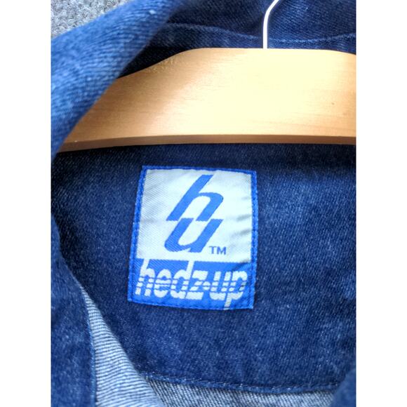 Mens Hedz-Up Extreme Denim Jean Jacket Size L Blue Embroidered - Picture 9 of 12